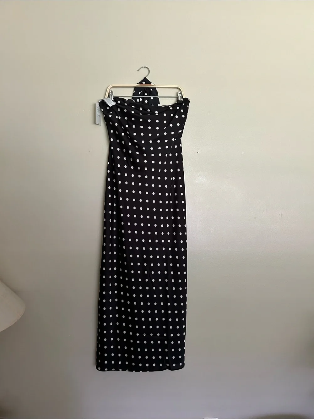 NWT Abercrombie Black Polka Dot Strapless Maxi Dress